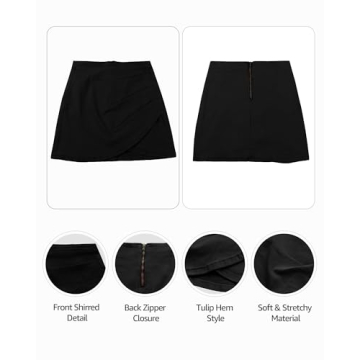 Vetinee Women's Tulip Hem Shirred Jean Skirt Perfect Fit