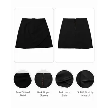 Vetinee Women's Tulip Hem Shirred Jean Skirt Perfect Fit