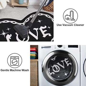 Black Rug for Bedroom,3'4"x4'Valentines Day Non-Slip Washable Rug for Entryway,Valentines Heart Shaped Romantic Carpet for Living Room,Goth Love Rug for Laundry Room Hallway Entrance