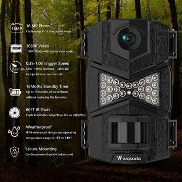 WOSODA Mini Trail Camera 3 Pack,4K 36MP Game Camera with 2.0'' LCD Screen,Hunting Camera with Night ...