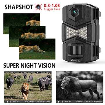 WOSODA Mini Trail Camera 3 Pack,4K 36MP Game Camera with 2.0'' LCD Screen,Hunting Camera with Night Vision Motion Activated Waterproof, 120 Wide-Angle with No Glow LEDs for Outdoor Wildlife (LY-G200)