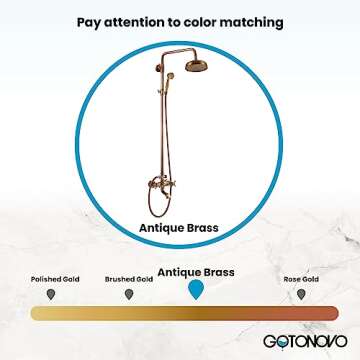 gotonovo Bathroom Shower Faucet Rain Mixer 8 Inch Round Shower Head Double Cross Handle with Tub Spout Wall Mount Bathroom Shower Fixtures 3 Function Metal Handheld Sprayer Antique Brass