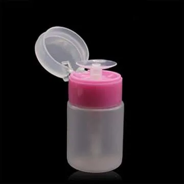 Exceart 4pcs Push Down Bottle Pumping Dispenser Travel Liquid Containers for Home Bathroom Nail Polish Makeup Remover6 0ML (Transparent Pink Blue and Black)