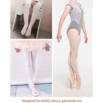 MdnMd 3 Pack Transition Footless Ballet Legging Stocking Pantyhose Dance Ballet Tights for Toddler Girls (Ballet Pink, Child Age 4-6)