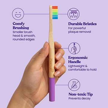 MamaP Rainbow Bamboo Toothbrush - Eco-Friendly Dental Care for Sensitive Teeth