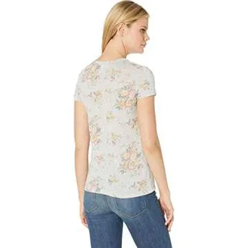 Alternative Women's Ideal Printed Jersey t-Shirt, eco Light Grey Country Floral, Large