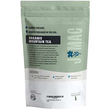 J MAC BOTANICALS Organic Herbal Mountain Tea, Sideritis Shepherd's Tea - 4 oz