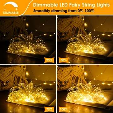 Mlambert 3 Pack 33FT Fairy Lights Battery Operated with Remote and Timer, Waterproof Dimmable 8 Modes 100 LEDs Twinkle Lights for Indoor Outdoor Decor