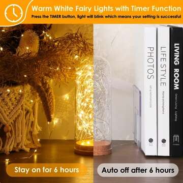 Mlambert 3 Pack 33FT Fairy Lights Battery Operated with Remote and Timer, Waterproof Dimmable 8 Modes 100 LEDs Twinkle Lights for Indoor Outdoor Decor