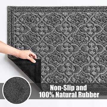 MAT 7-BANQUET Outdoor Door Mat for Front Door 36 x 24 inch Welcome Mat Debris Mud Trapper Outside Rubber Floor Mat Rug Large Extra Thick Textured Outdoor Mat for Entryway Frontgate Waterproof Gray