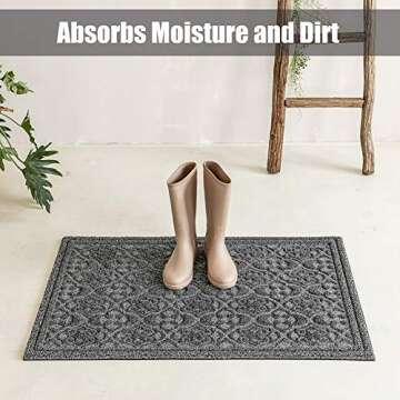 MAT 7-BANQUET Outdoor Door Mat for Front Door 36 x 24 inch Welcome Mat Debris Mud Trapper Outside Rubber Floor Mat Rug Large Extra Thick Textured Outdoor Mat for Entryway Frontgate Waterproof Gray