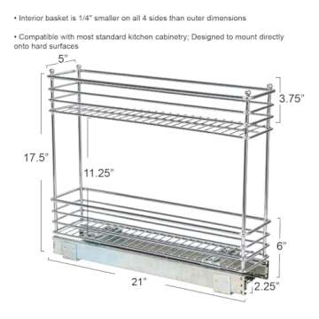Household Essentials Chrome 2-Tier Sliding Cabinet Organizer, 5"