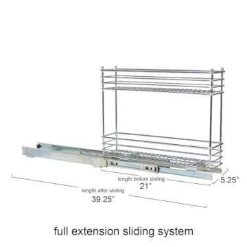 Household Essentials Chrome 2-Tier Sliding Cabinet Organizer, 5"