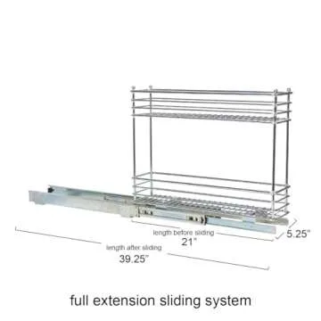 Household Essentials Chrome 2-Tier Sliding Cabinet Organizer, 5"