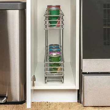 Household Essentials Chrome 2-Tier Sliding Cabinet Organizer, 5"