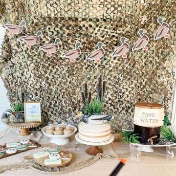 Lucky Duck Banner - Duck Hunting Birthday Party Decorations,Mallard Duck 1st Birthday Banner,One Lucky Duck Party Decor,Boy Girl Duck Theme Birthday Banner Photo Props