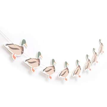 Lucky Duck Banner - Duck Hunting Birthday Party Decorations,Mallard Duck 1st Birthday Banner,One Lucky Duck Party Decor,Boy Girl Duck Theme Birthday Banner Photo Props