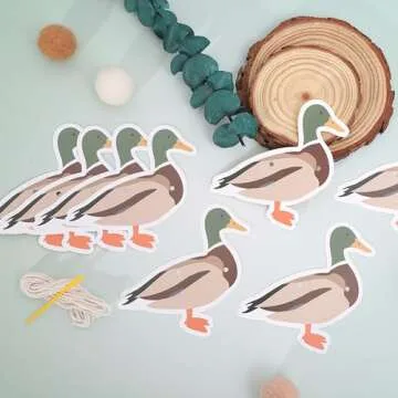 Lucky Duck Banner - Duck Hunting Birthday Party Decorations,Mallard Duck 1st Birthday Banner,One Lucky Duck Party Decor,Boy Girl Duck Theme Birthday Banner Photo Props