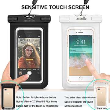 smartlle Universal Waterproof Phone Pouch Case Holder, Underwater Dirtproof Dry Bag for iPhone 15 14 13 12 11 Pro Max XR,XS, 8,7,6 Plus, SE, for Galaxy S24 S23 21/Note, up to 7”, Beach -2 Pack