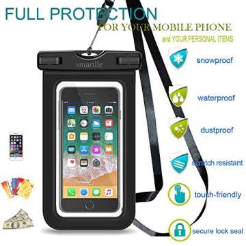 smartlle Universal Waterproof Phone Pouch Case Holder, Underwater Dirtproof Dry Bag for iPhone 15 14 13 12 11 Pro Max XR,XS, 8,7,6 Plus, SE, for Galaxy S24 S23 21/Note, up to 7”, Beach -2 Pack
