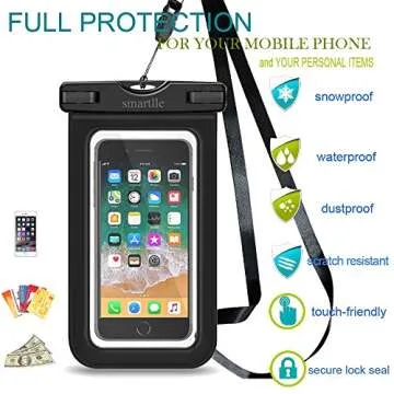 smartlle Universal Waterproof Phone Pouch Case Holder, Underwater Dirtproof Dry Bag for iPhone 15 14 13 12 11 Pro Max XR,XS, 8,7,6 Plus, SE, for Galaxy S24 S23 21/Note, up to 7”, Beach -2 Pack
