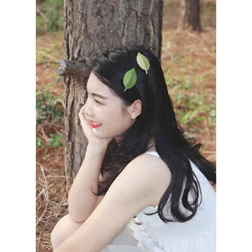 Handmade Embroidery Green Leaves Hair Clips Vintage Duckbill Hairpins