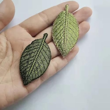 Handmade Embroidery Green Leaves Hair Clips Vintage Duckbill Hairpins