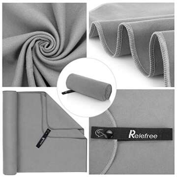 Relefree Microfiber Travel Towel, 2 Sizes Sports, Travel, Camping Towel, XL(60x30’’) & XS(24X15’’), Quick Dry, Ultra Absorbent, Suitable for Fitness, Camping, Swimming, Backpacking