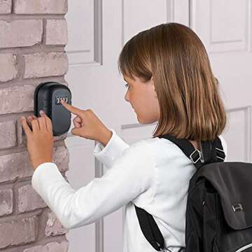 Key Lock Box Wall Mount - 4-Digit Combination Weatherproof Key Storage Lock Box, Large Capacity Security Combo Lockbox for House Key, Realtor, Outside (Black)