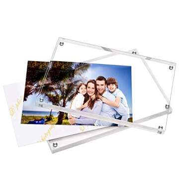 HELPLEX Acrylic Frame, 2 Pack 8x10 Acrylic Picture Frames, 24mm Thicker Frameless Clear Frame Double...
