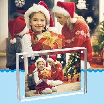 HELPLEX Acrylic Frame, 2 Pack 8x10 Acrylic Picture Frames, 24mm Thicker Frameless Clear Frame Double Sided Magnetic Frame, Free Standing Desktop Display Stand Acrylic Frames