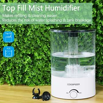 Coospider Top Fill Reptile Fogger Terrariums Humidifier Fog Machine 4.2L Large Size Perfect for Vari...