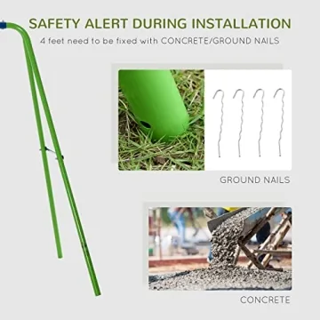 Outsunny Metal Swing Set with Adjustable Glider for Kids