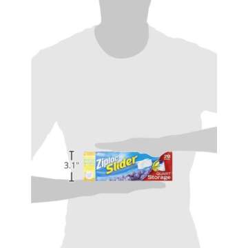 Ziploc Quart Food Storage Slider Bags, Power Shield Technology for More Durability, 20 Count