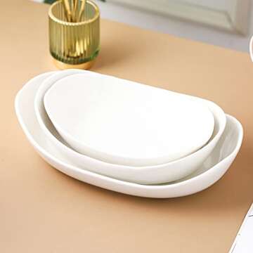 Liywall - 3 Tier Ceramic Fruit Bowl With Bamboo Wood Stand for Kitchen Counter,Porcelain Fruit Basket for Vegetable Storage,Snack Dessert Cake Tray Plate Rack for Party Wedding - White