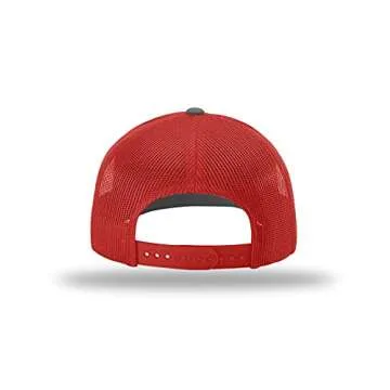 Richardson 112 Trucker OSFA Baseball Hat Ball Cap, Charcoal/Red