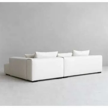 Acanva Modern Minimalist Sofa with Extra Deep Seats for Living Room, Bedroom and Lounge, L-Shaped Sectional Couch with Right Chaise,White