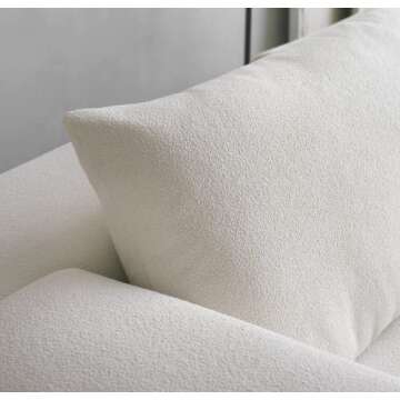 Acanva Modern Minimalist Sofa with Extra Deep Seats for Living Room, Bedroom and Lounge, L-Shaped Sectional Couch with Right Chaise,White