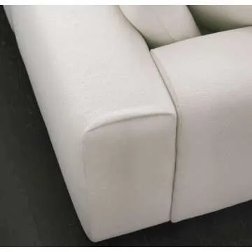 Acanva Modern Minimalist Sofa with Extra Deep Seats for Living Room, Bedroom and Lounge, L-Shaped Sectional Couch with Right Chaise,White