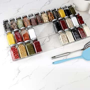 Febwind Adjustable Acrylic Spice Rack for Cabinets