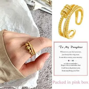 To My Daughter Fidget Ring for Women Anxiety Relief Jewelry