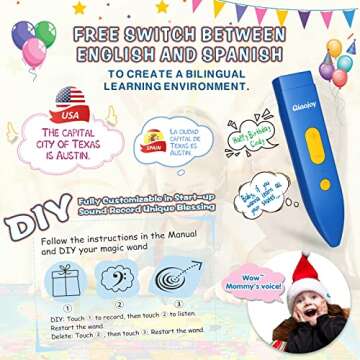 Qiaojoy V2 Interactive Kids Map Bilingual United States Map for Kids Learning, Educational Talking U...