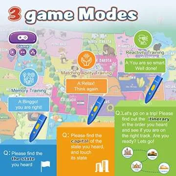 Qiaojoy V2 Interactive Kids Bilingual Map for Learning