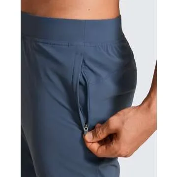 CRZ YOGA Athletic Joggers for Men - 29" Lightweight Running Training Pants with Zip Pockets and Ankle Zippers Electric Blue Medium