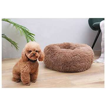 BODISEINT Modern Soft Plush Round Pet Bed for Cats or Small Dogs, Mini Medium Sized Dog Cat Bed Self...