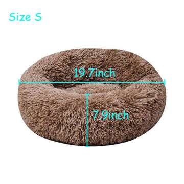 BODISEINT Modern Soft Plush Round Pet Bed for Cats or Small Dogs, Mini Medium Sized Dog Cat Bed Self Warming Autumn Winter Indoor Snooze Sleeping Cozy Kitty Teddy Kennel (20'' D x 8'' H, Coffee)