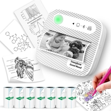 Mini Bluetooth Sticker Printer with 7 Rolls Paper