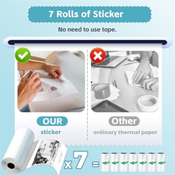 Mini Bluetooth Sticker Printer with 7 Rolls Paper