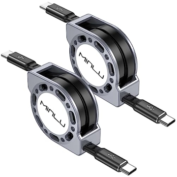 MINLU Retractable USB C to USB C Cable(4ft, 2Pack),100W USB C to C Fast Charging Cord, Type C Charge...