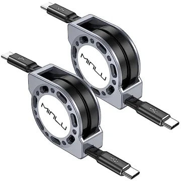 MINLU Retractable USB C to USB C Cable(4ft, 2Pack),100W USB C to C Fast Charging Cord, Type C Charge...